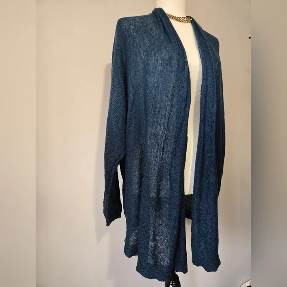 LAFAYETTE 148 Alpaca/ Wool Lightweight Open Front Teal Cardigan. Size 1X - Picture 2 of 11